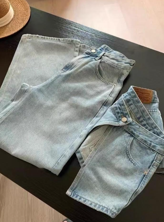 スカートレイヤード2ピースデニムパンツ