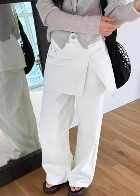 スカートレイヤード2ピースデニムパンツ