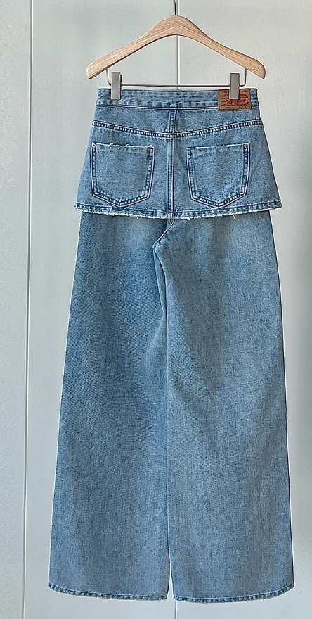 スカートレイヤード2ピースデニムパンツ