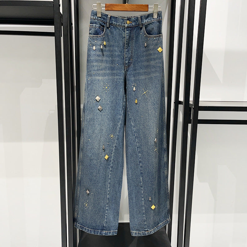 チャームルーズストレートデニムパンツ (即納品)