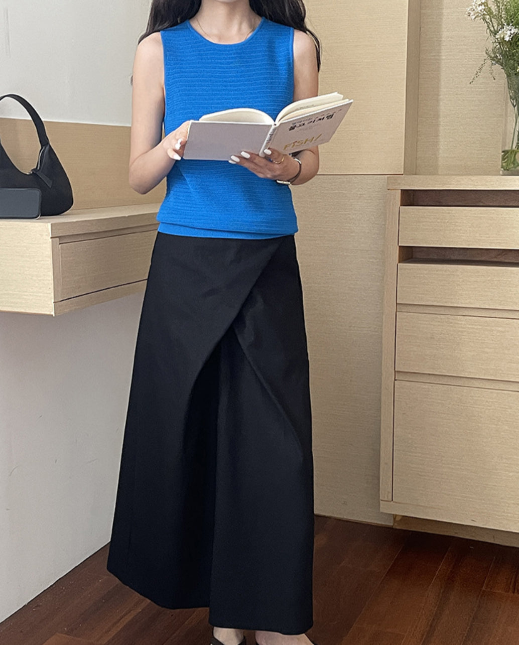 コットンリネンウエスト巻きスカート