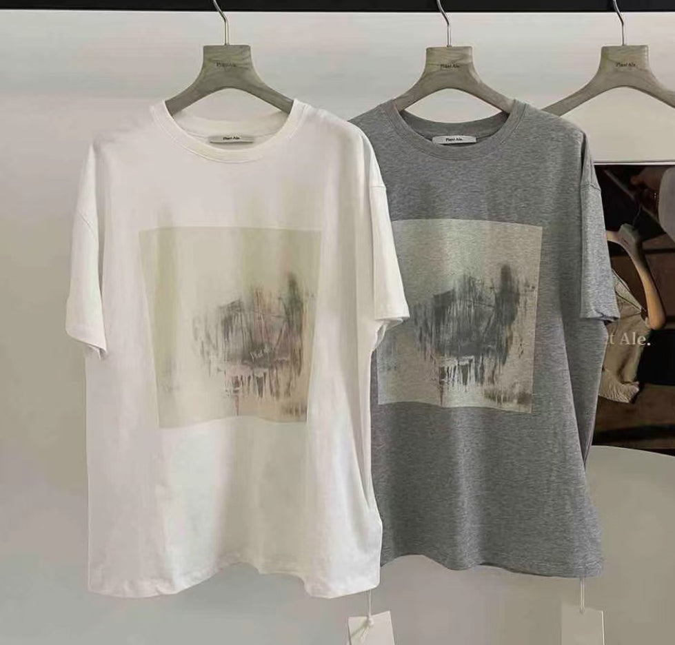 ウォッシュプリントオーバーサイズTシャツ