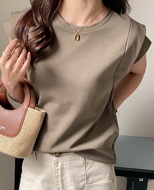 クルーネックフレンチスリーブTシャツ