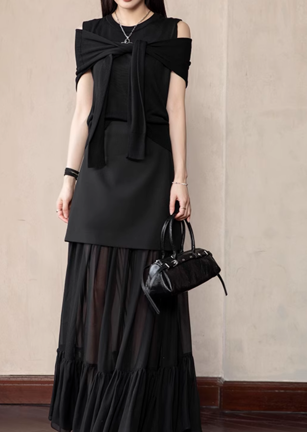 フェイクロングスリーブサマーニット