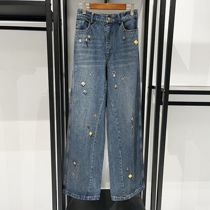 チャームルーズストレートデニムパンツ (即納品)