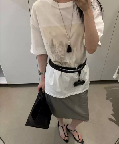 ウォッシュプリントオーバーサイズTシャツ
