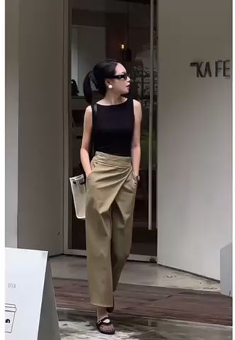 コットンリネンウエスト巻きスカート