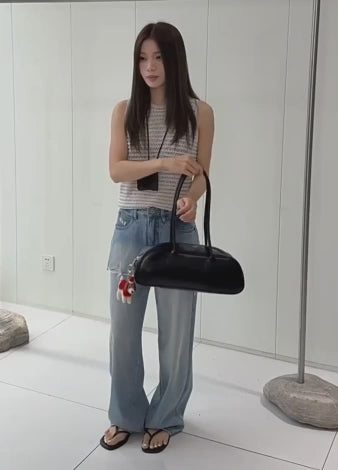 フェイク2ピースダメージミニスカデニムパンツ