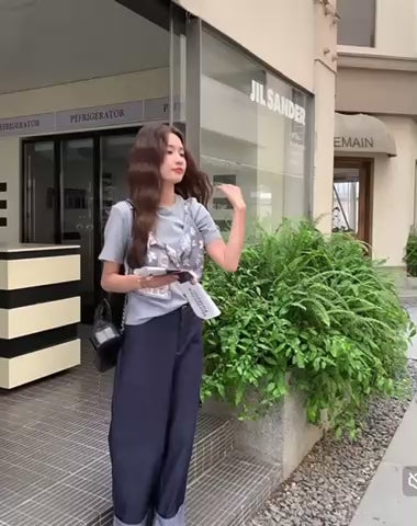韓国　スカーフフェイクツーピースTシャツ