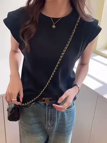 クルーネックフレンチスリーブTシャツ